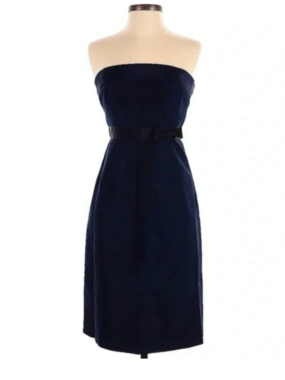 Crew Navy 100% Silk Strapless Formal Cocktail Dress Size 2 XS